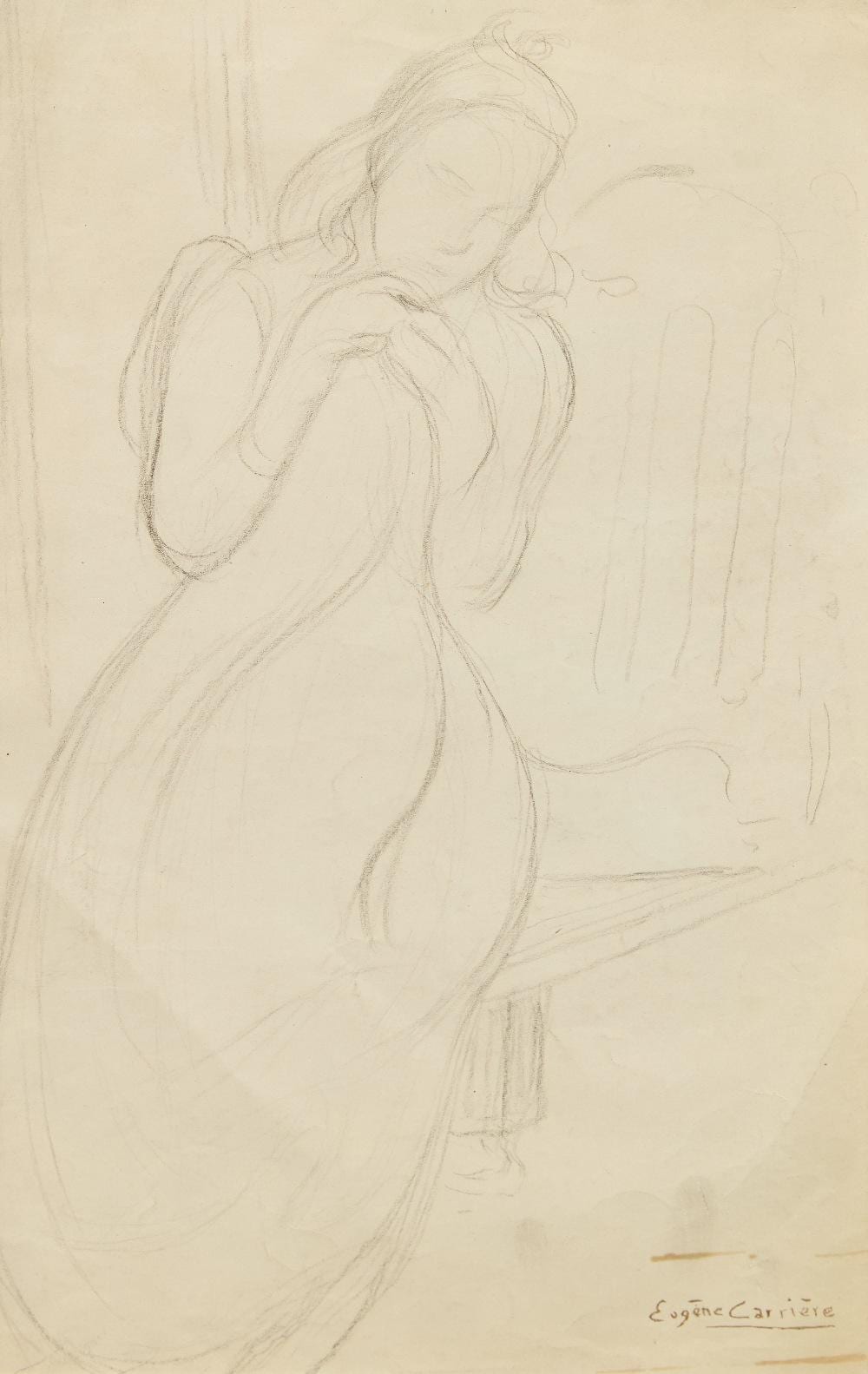 Eugène Carrière comparable auction result: eug ne carri re french 1849 1906 etude de femme