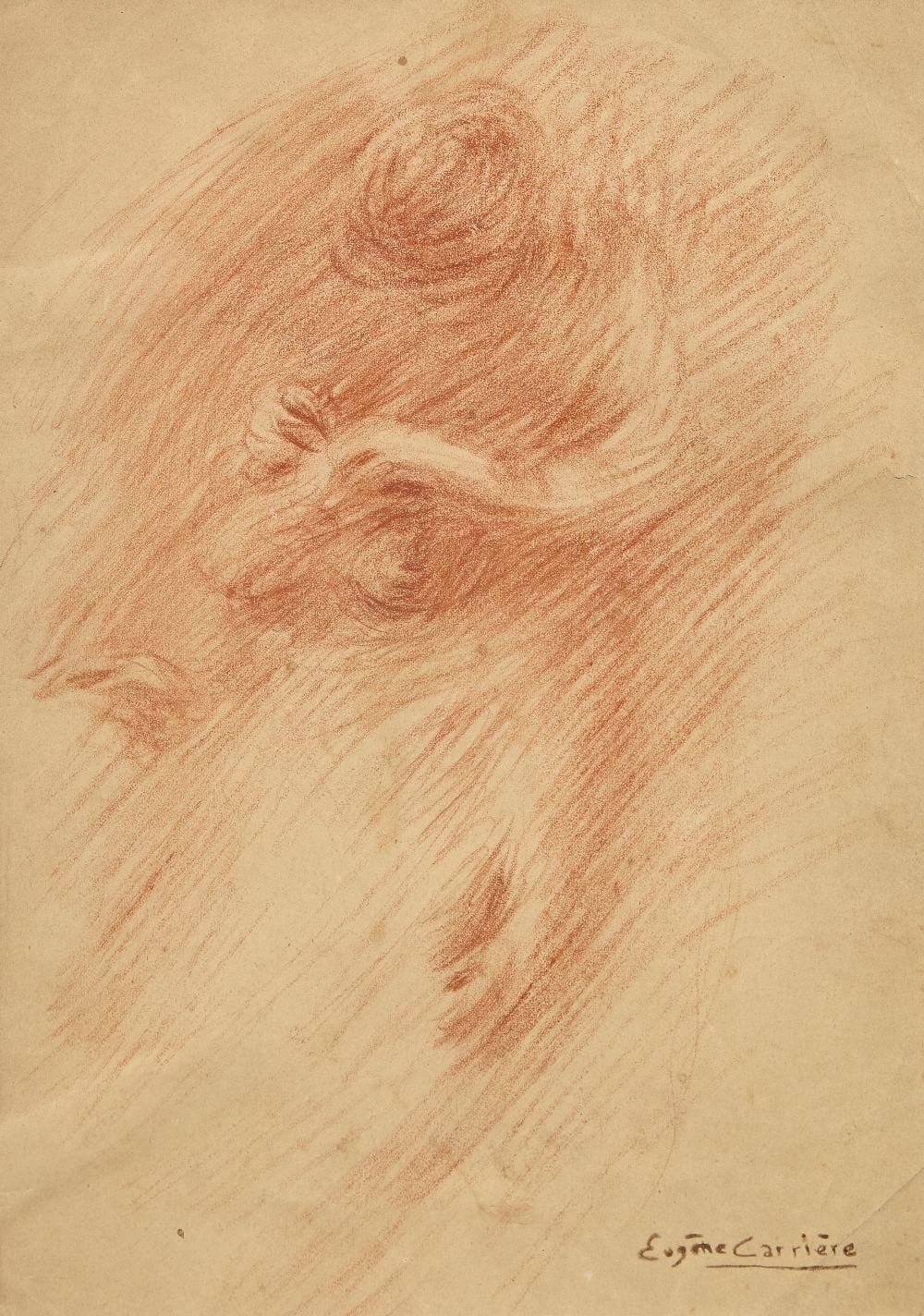 Eugène Carrière comparable auction result: eug ne carri re french 1849 1906 etude de m re coiffant