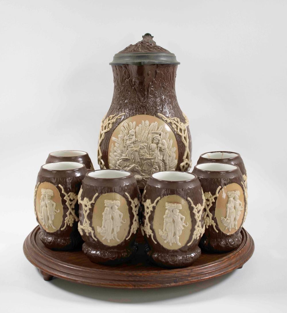 Mettlach comparable auction result: mettlach villeroy boch flagon mug set