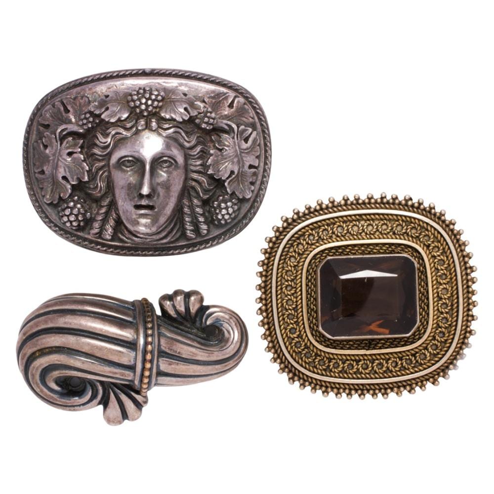 Henryk Winograd comparable auction result: three silver brooches including henryk winograd