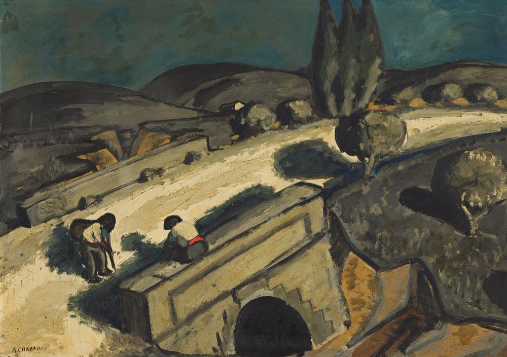 auguste chabaud 1882 1955 chemineaux sur le pont · Swann Auction Galleries · 2026-03-12 Auguste Chabaud comparable auction result: auguste chabaud 1882 1955 chemineaux sur le pont