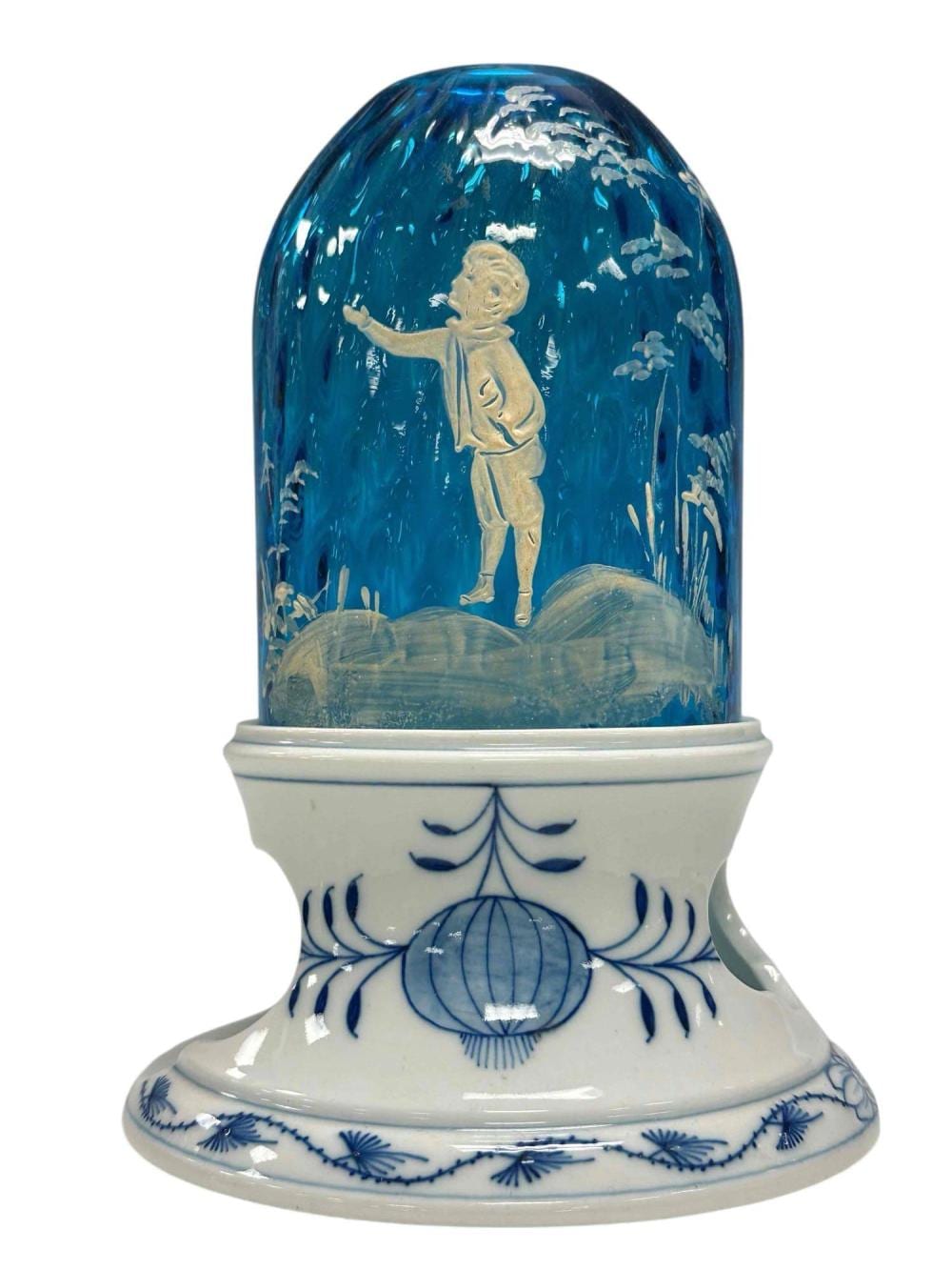 mary gregory with meissen blue onion base fairy glimmer lamp · Premier Auction Galleries · 2026-03-28 Mary Gregory comparable auction result: mary gregory with meissen blue onion base fairy glimmer lamp