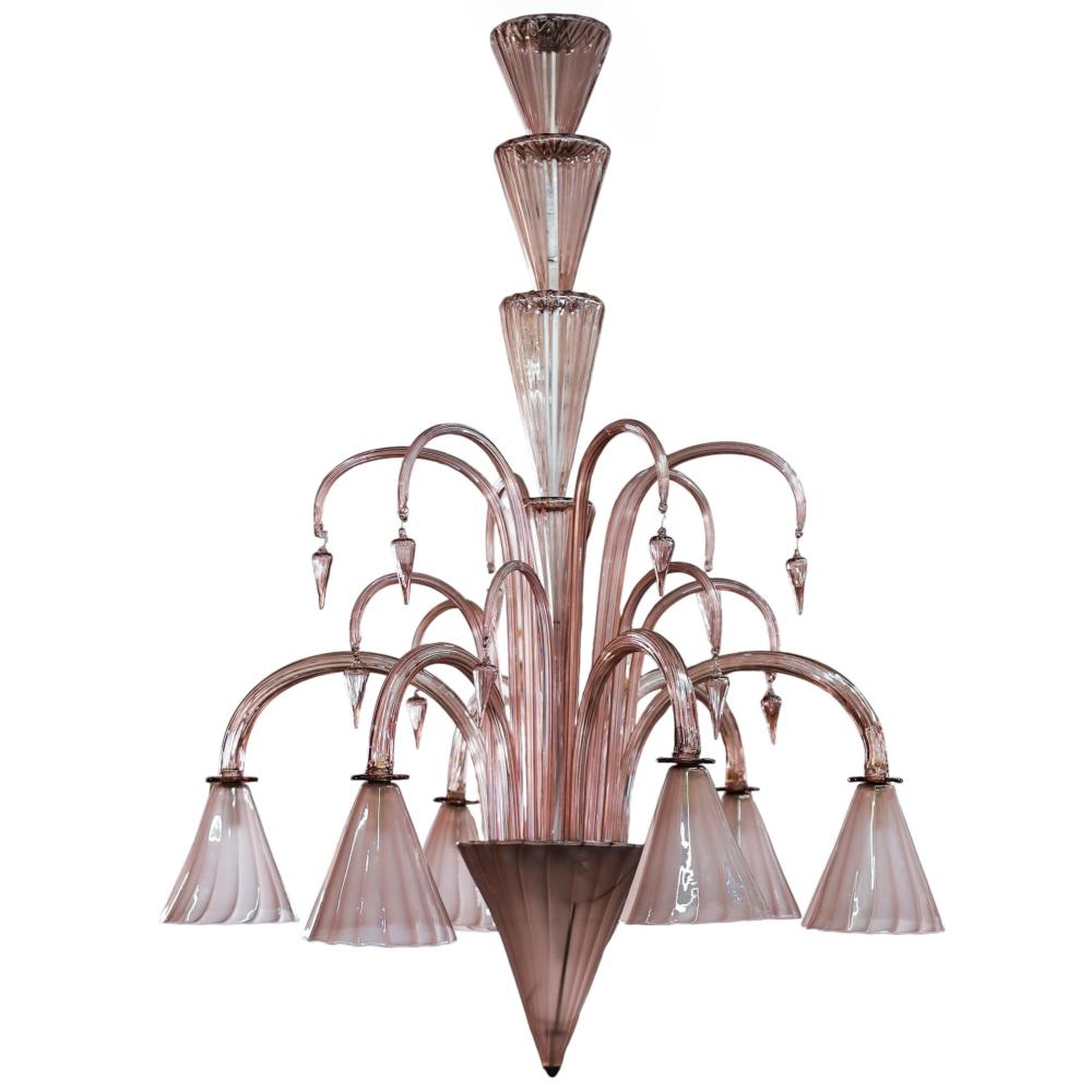 Vintage Venetian Pink Murano Glass Chandelier sold by Akiba Galleries, lot 15 — auction record photograph