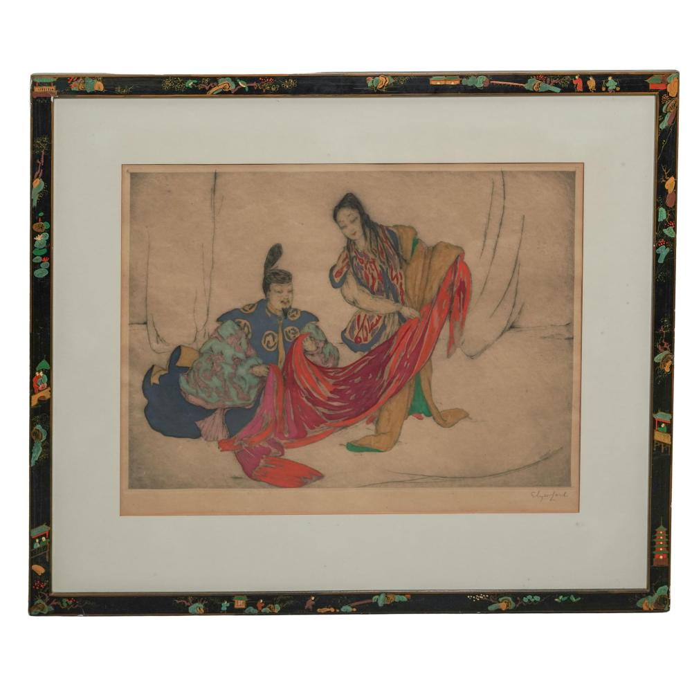 Elyse Lord comparable auction result: elyse lord british 1900 1971 silk hand colored etching