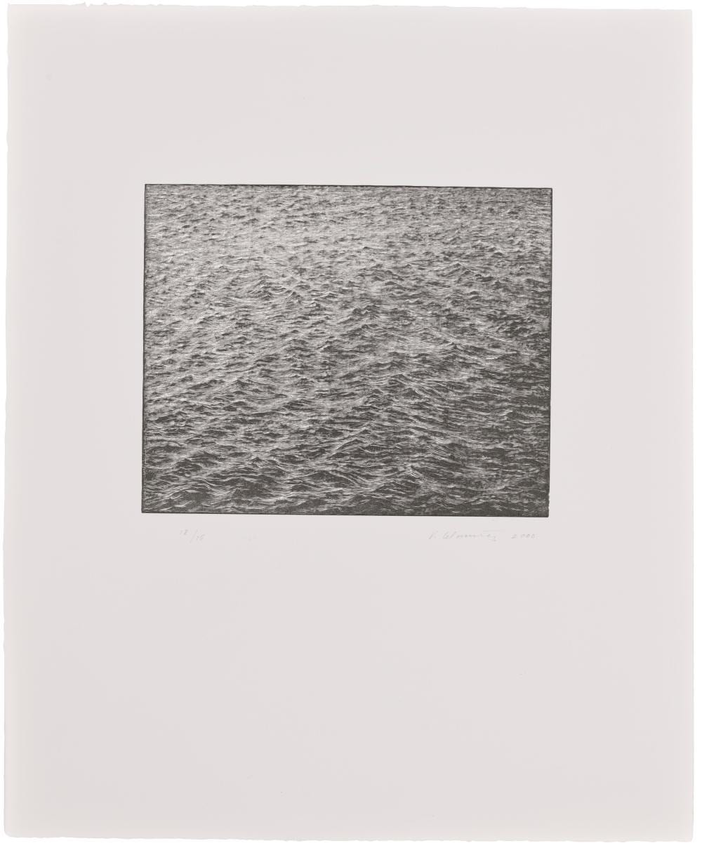 Vija Celmins comparable auction result: vija celmins b 1938 ocean surface wood engraving 2000 image 8 x 10