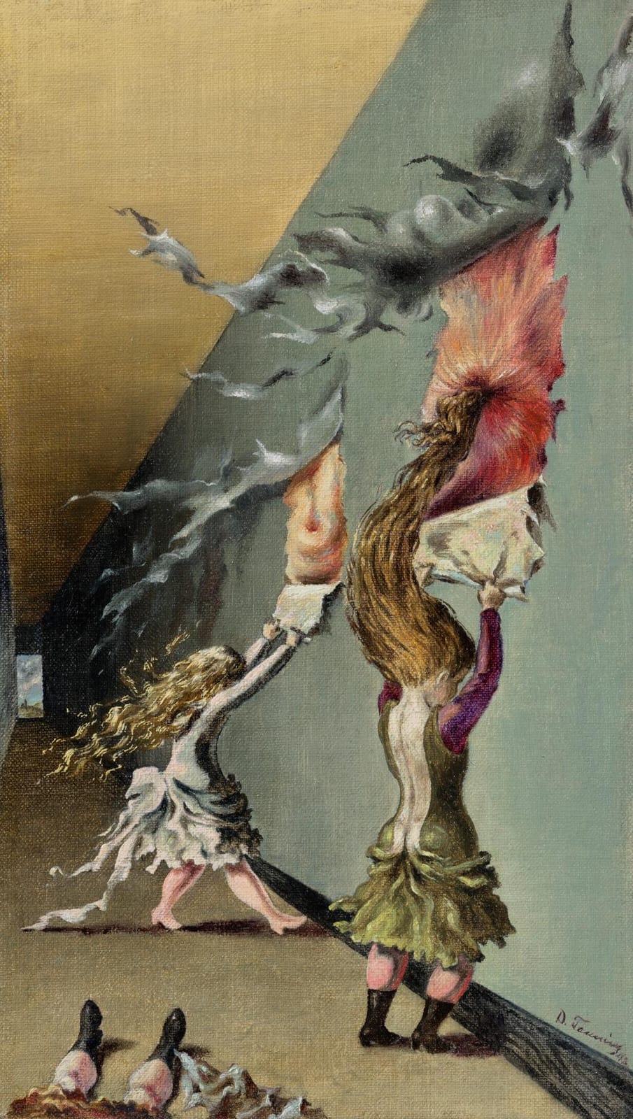 Dorothea Tanning comparable auction result: dorothea tanning 1910 2012 children s games oil on canvas9 x 5 5 8 2