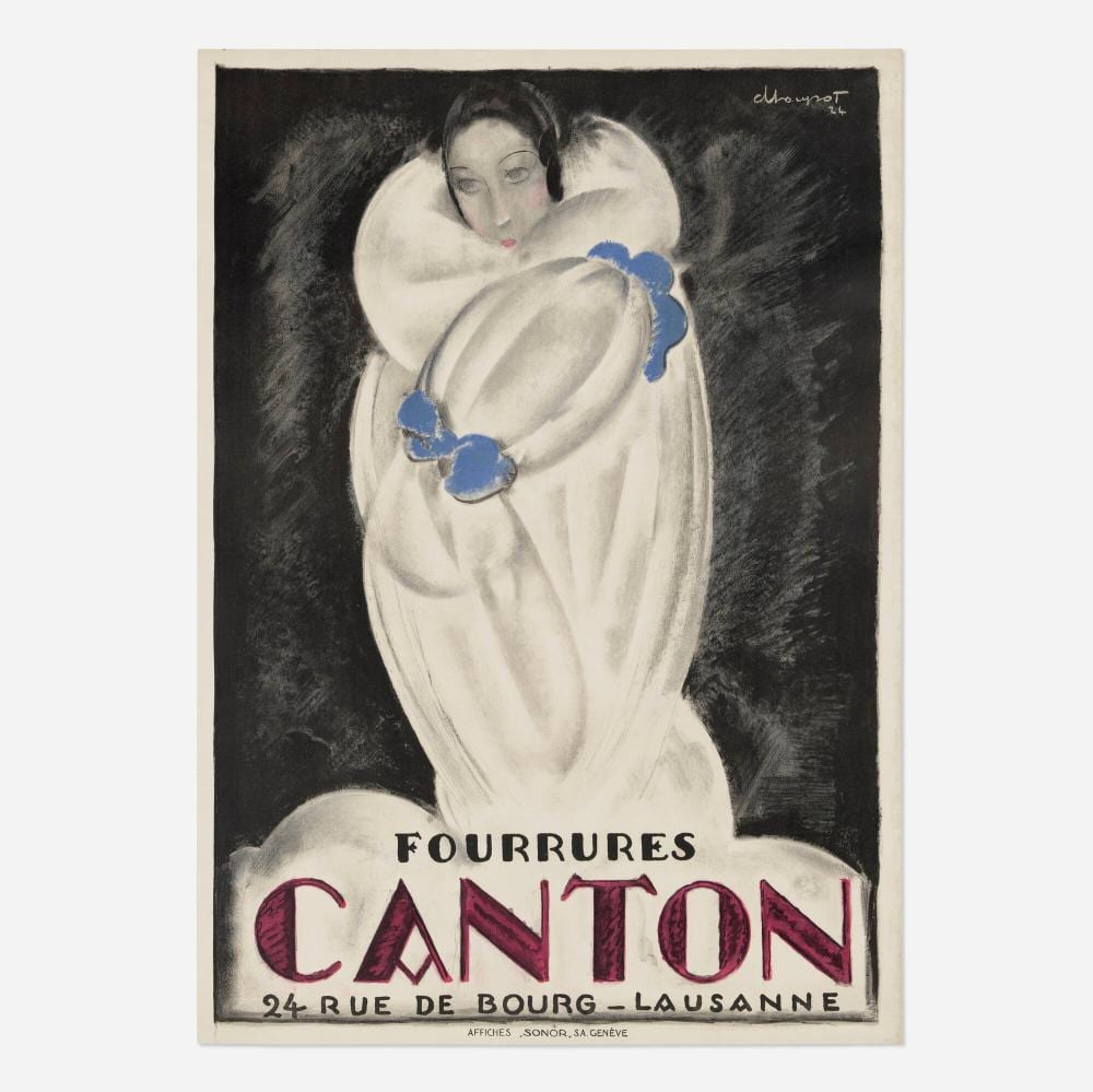 Charles Loupot comparable auction result: charles loupot canton fourrures 24 rue de bourg vintage poster