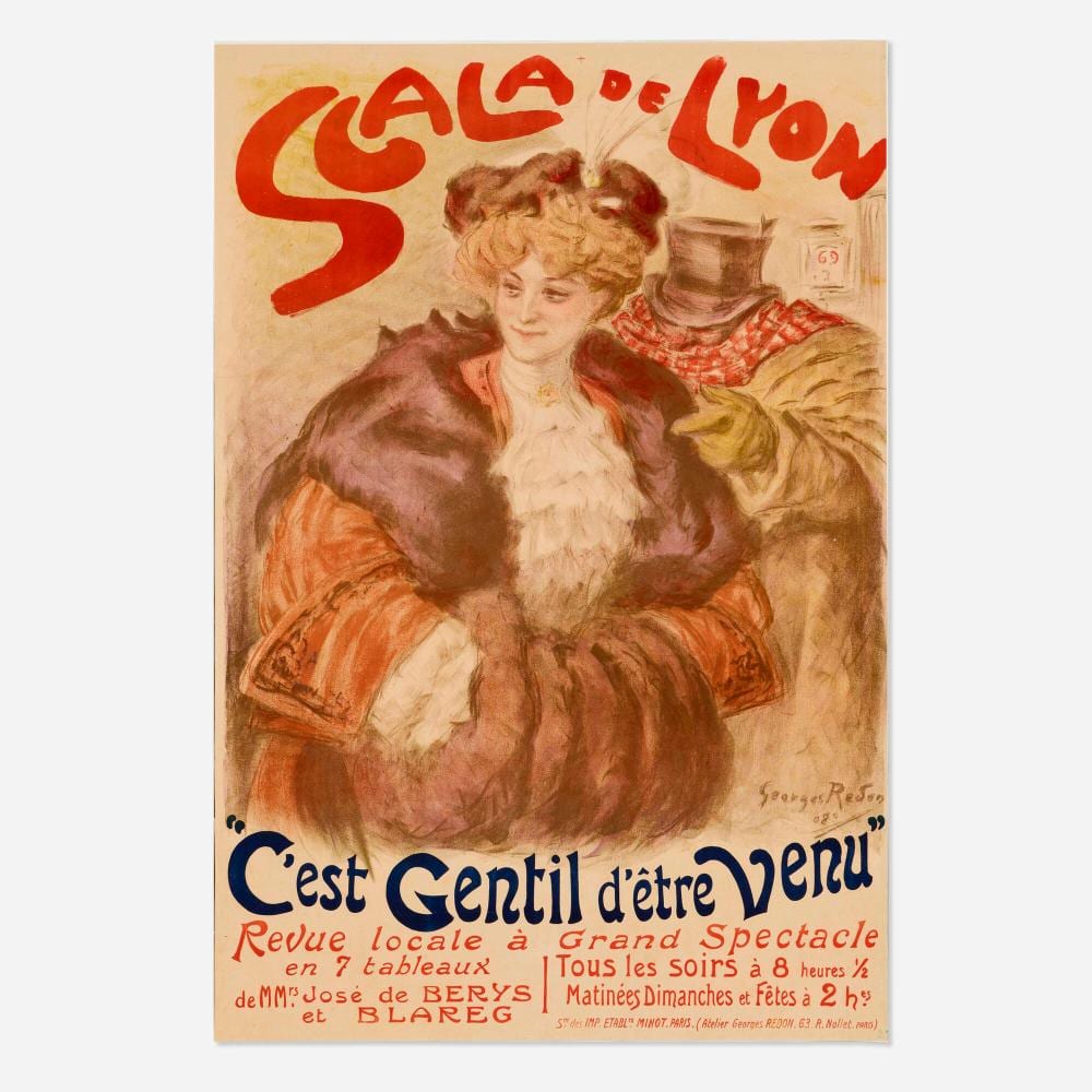 Georges Redon comparable auction result: georges redon scala de lyon c est gentil d etre venu vintage poster