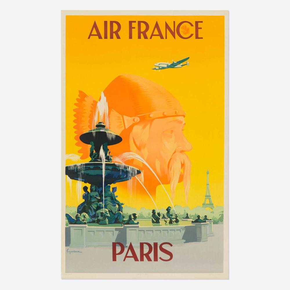 Vincent Guerra comparable auction result: vincent guerra air france paris vintage poster