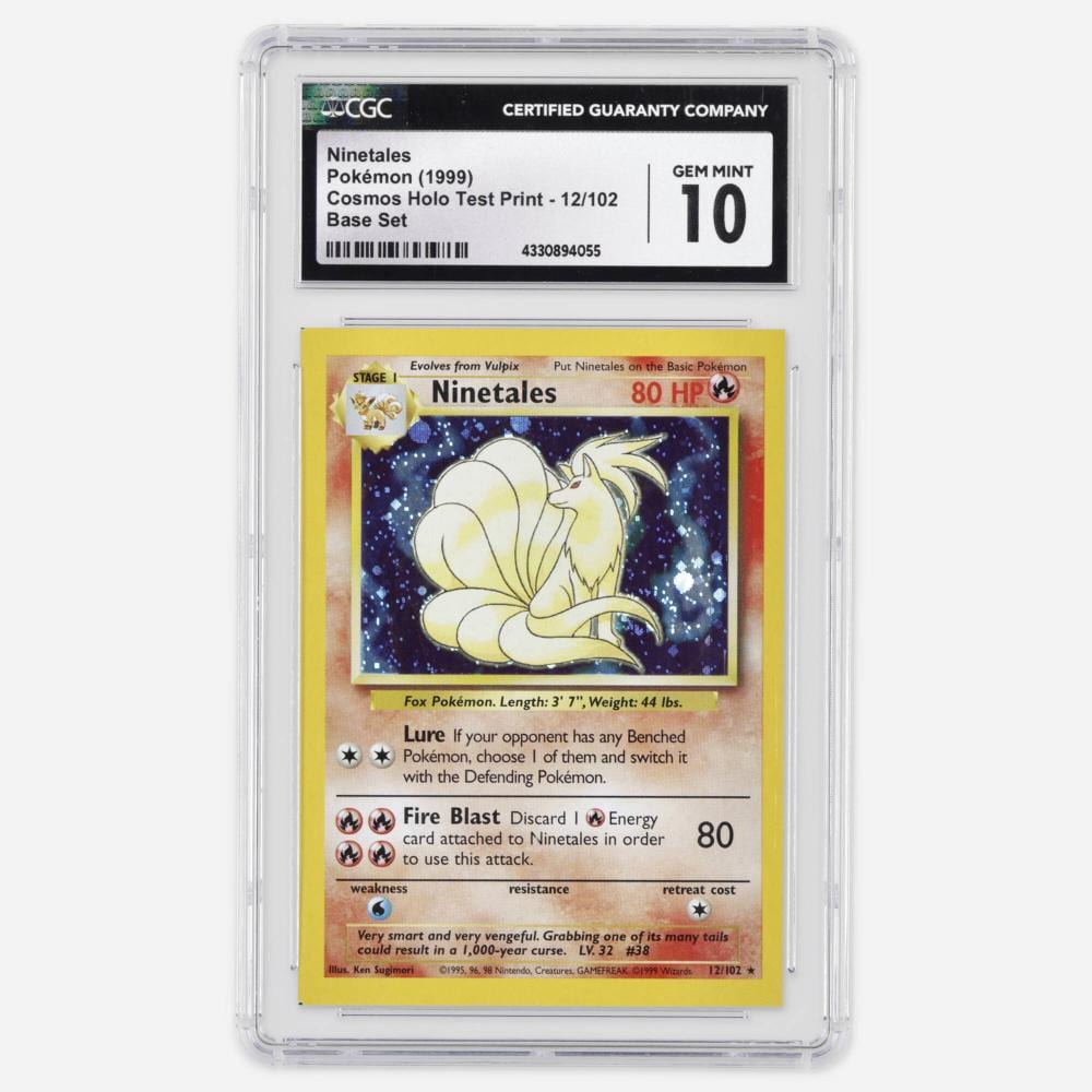 Trading card of Ninetales (Pokemon) in a clear plastic case with a CGC label at the top.