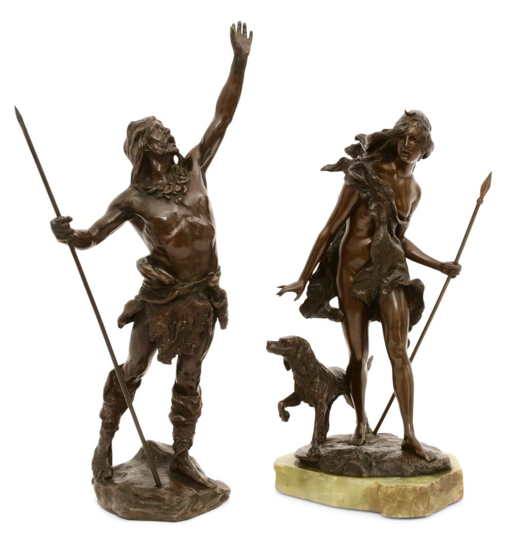 Paul Ludwig Kowalczewski comparable auction result: paul ludwig kowalczewski german 1865 1910 a warrior and diana with hunting dog