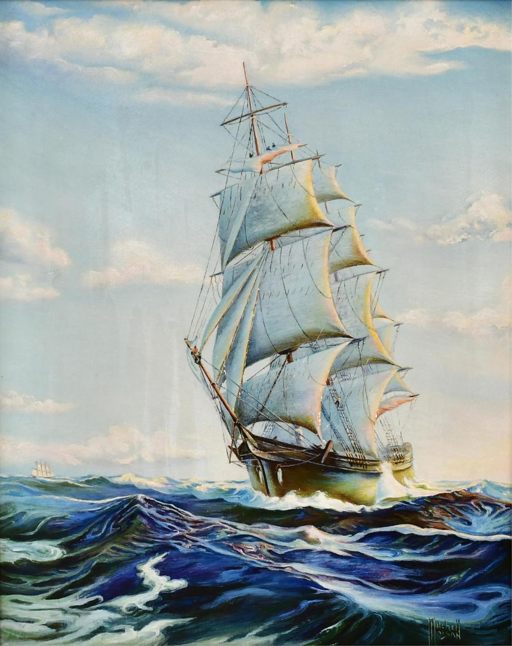 Auction comp thumbnail for Mitchel Moisan, Sailing Ship Painting, Oil on Canvas, Early 20th Century (Fontaine's Auction Gallery, Lot 416)