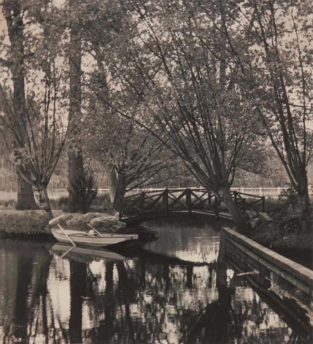 laure albin guillot 1879 1962 boat bridge pond 1938 · John Moran Auctioneers · 2026-03-10 Laure Albin-Guillot comparable auction result: laure albin guillot 1879 1962 boat bridge pond 1938
