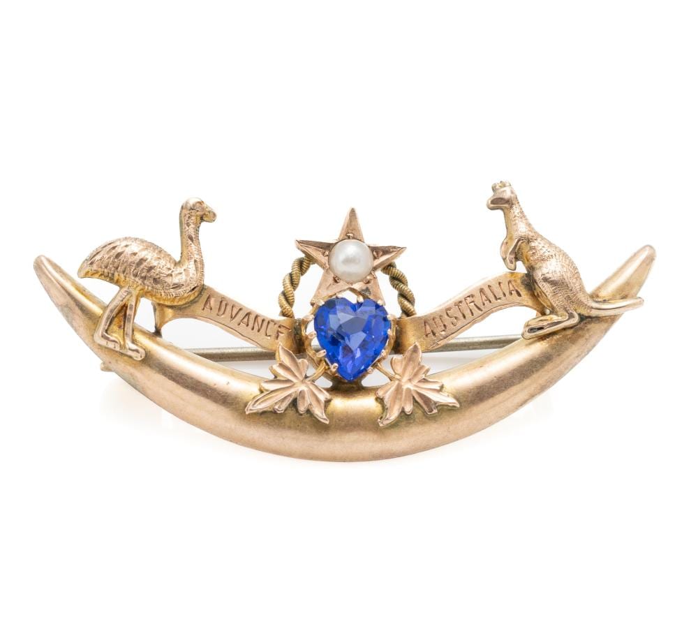Alfred Jackson comparable auction result: an australian antique 9ct gold stone set brooch by alfred jackson