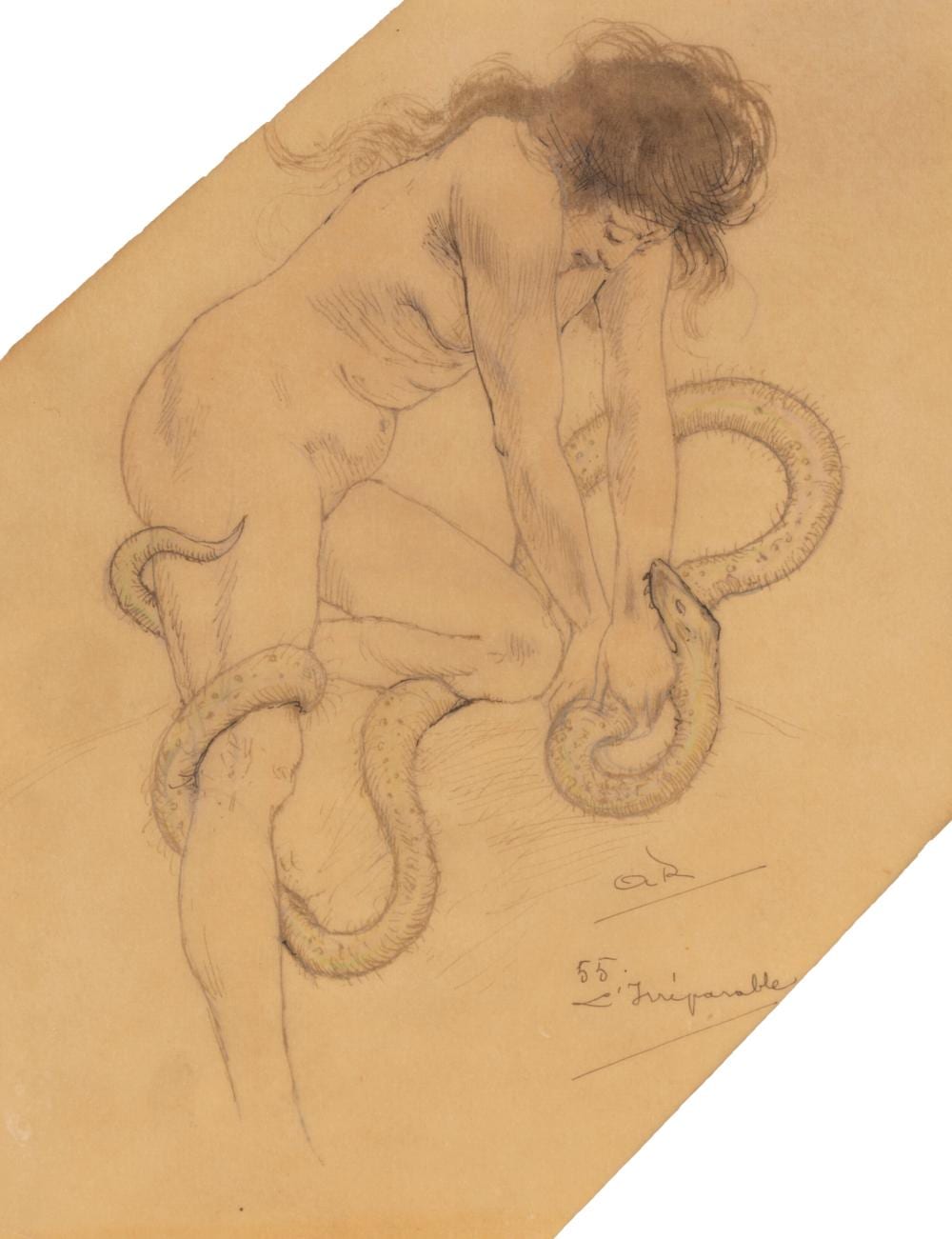 Armand Rassenfosse comparable auction result: armand rassenfosse 1862 1934 femme au serpent woman with snake waterc