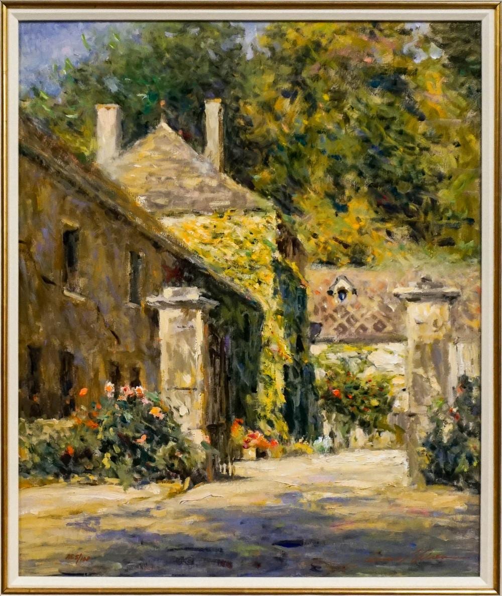 Leonard Wren comparable auction result: leonard wren french school 20th century walkway in sassongy giclee on canvas signed l r and numbered ae 5 100 l l frame 33 1 2 x 29 1 2 in 85 1 x 74 9 cm