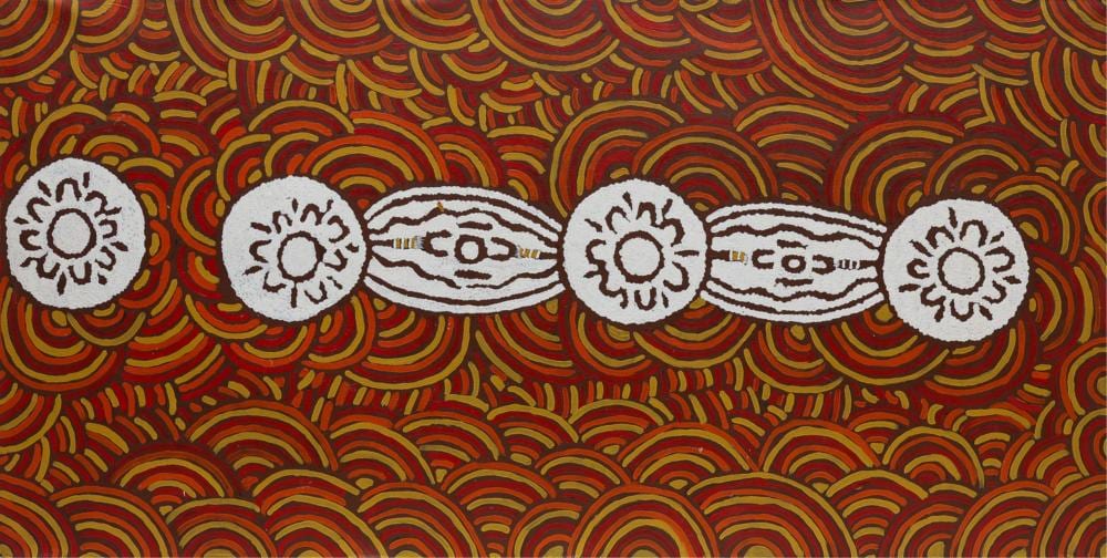 Lily  Kelly comparable auction result: lily kelly napangardi untitled acrylic on belgian linen 92cm x 182cm