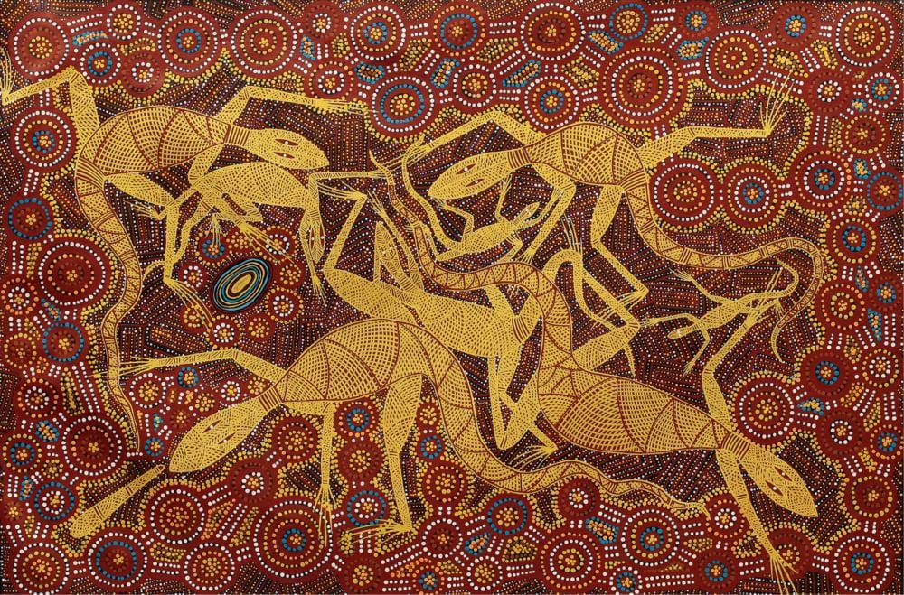 Gary Reid-Wilson comparable auction result: gary wilson reid tjampitjinpa wati ngintaka acrylic on linen 81cm x 120cm