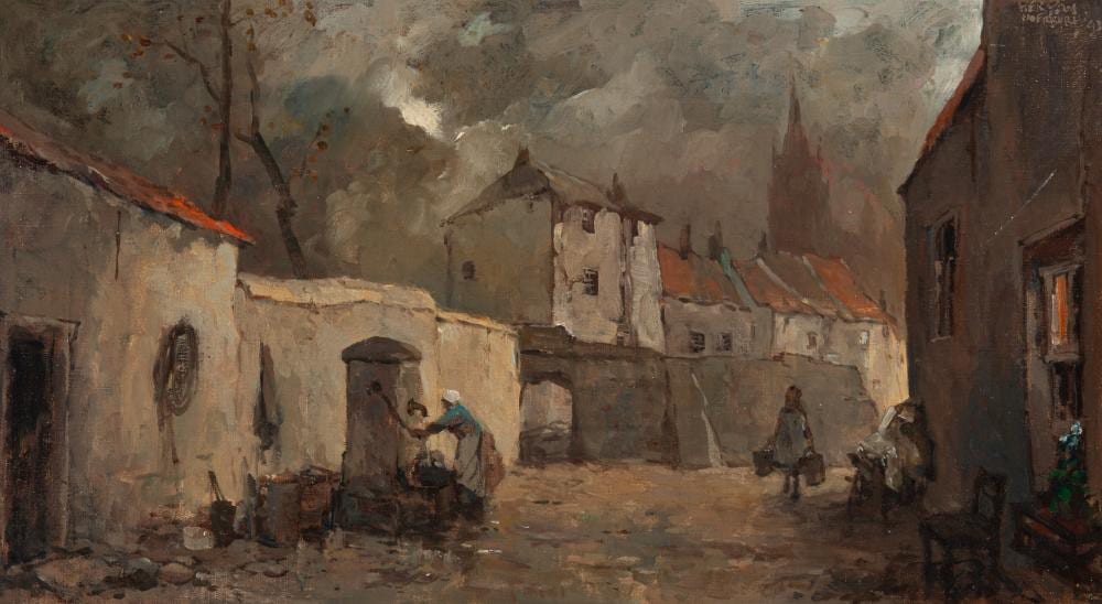 Hermanus Antonius Josephus Maria Moerkerk comparable auction result: herman moerkerk dutch 1879 1949 street view with a well 1943