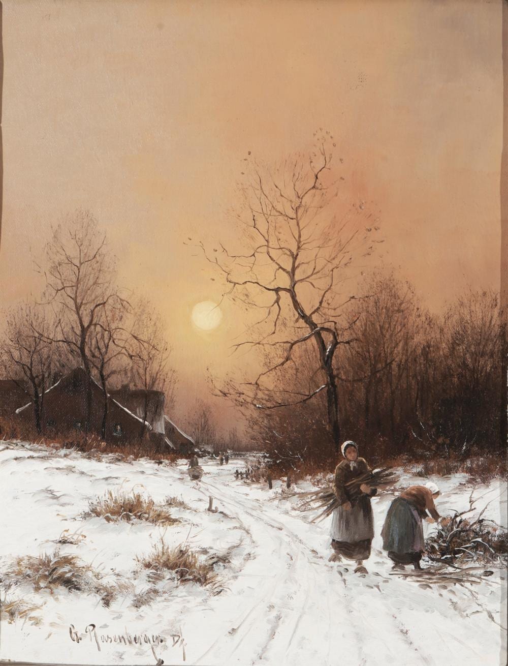 gernot rasenberger 1943 d sseldorf winter evening with wood collectors · Antikauktion Krefeld · 2026-03-14 Gernot Rasenberger comparable auction result: gernot rasenberger 1943 d sseldorf winter evening with wood collectors