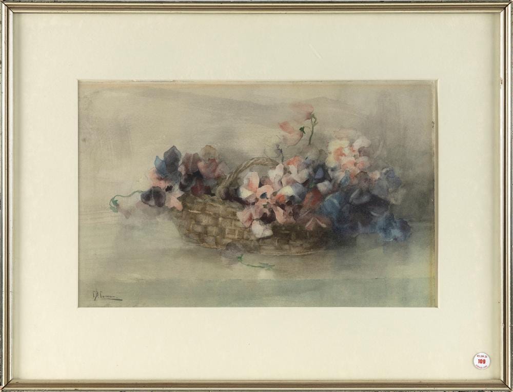 Charlotte Buell Coman comparable auction result: charlotte buell coman new york iowa 1833 1924 floral study watercolor on paper 10 x 16 sight framed 18 x 23