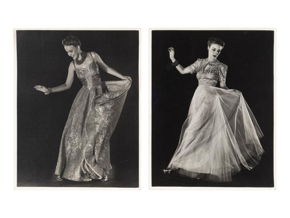 gjon mili american 1904 1984 model wearing evening dress of net skirt with silver metal bodice and model wearing gold brocade evening dress two works 1938 printed ca 1938 · Freeman’s · 2026-03-05 Gjon Mili comparable auction result: gjon mili american 1904 1984 model wearing evening dress of net skirt with silver metal bodice and model wearing gold brocade evening dress two works 1938 printed ca 1938