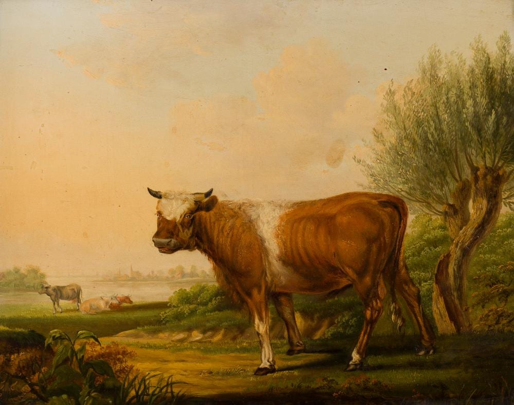 Albertus Verhoesen comparable auction result: albertus verhoesen ochse vor einer landschaft