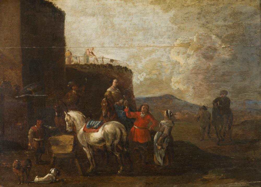 Philips Wouwerman comparable auction result: philips wouwerman schule die rast vor der hufschmide