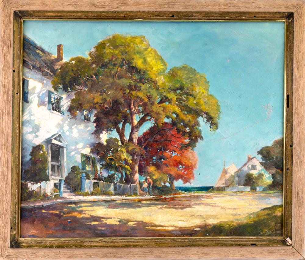 Oisín Kelly comparable auction result: o c coastal village landscape signed