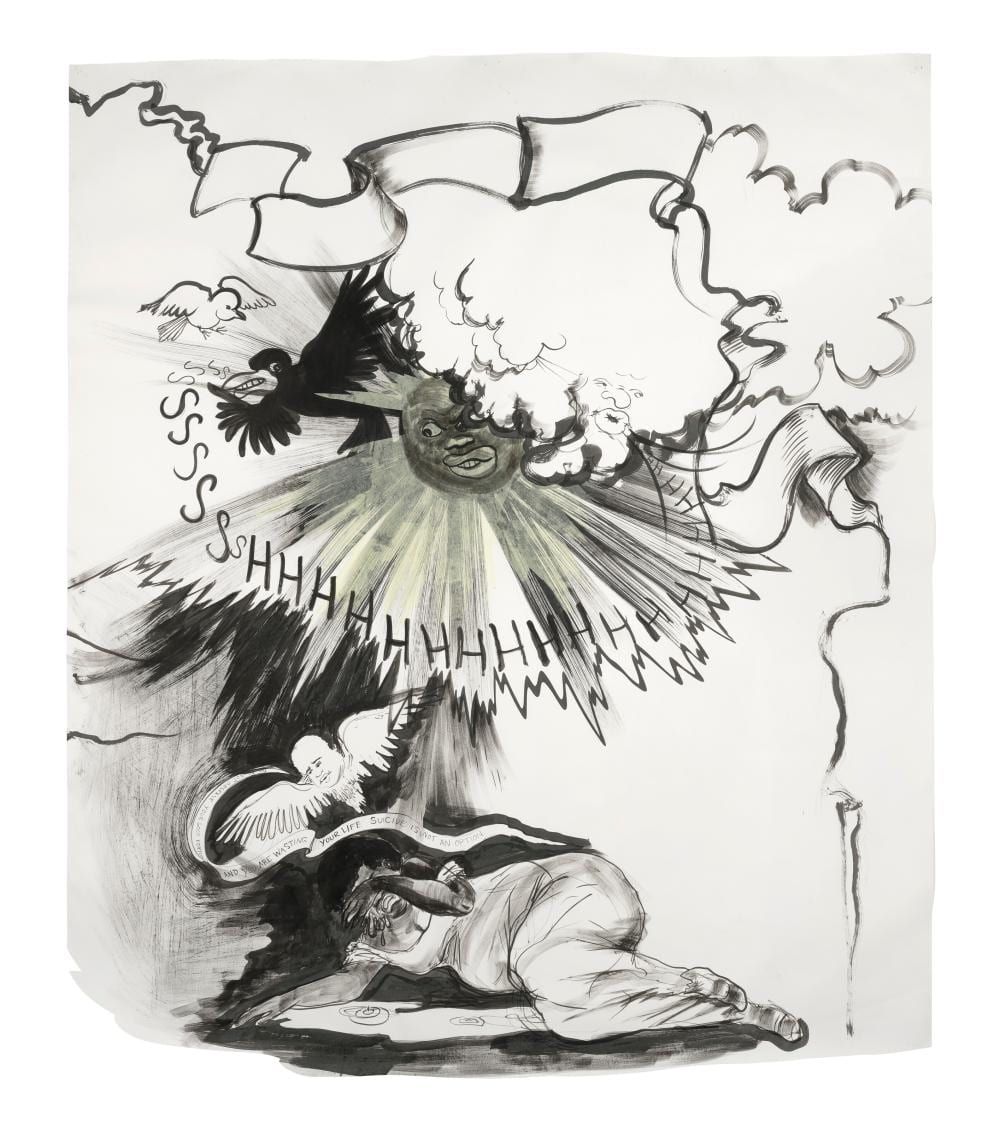 Kara Walker comparable auction result: kara walker b 1969 untitled ink graphite and paper collage on paper70