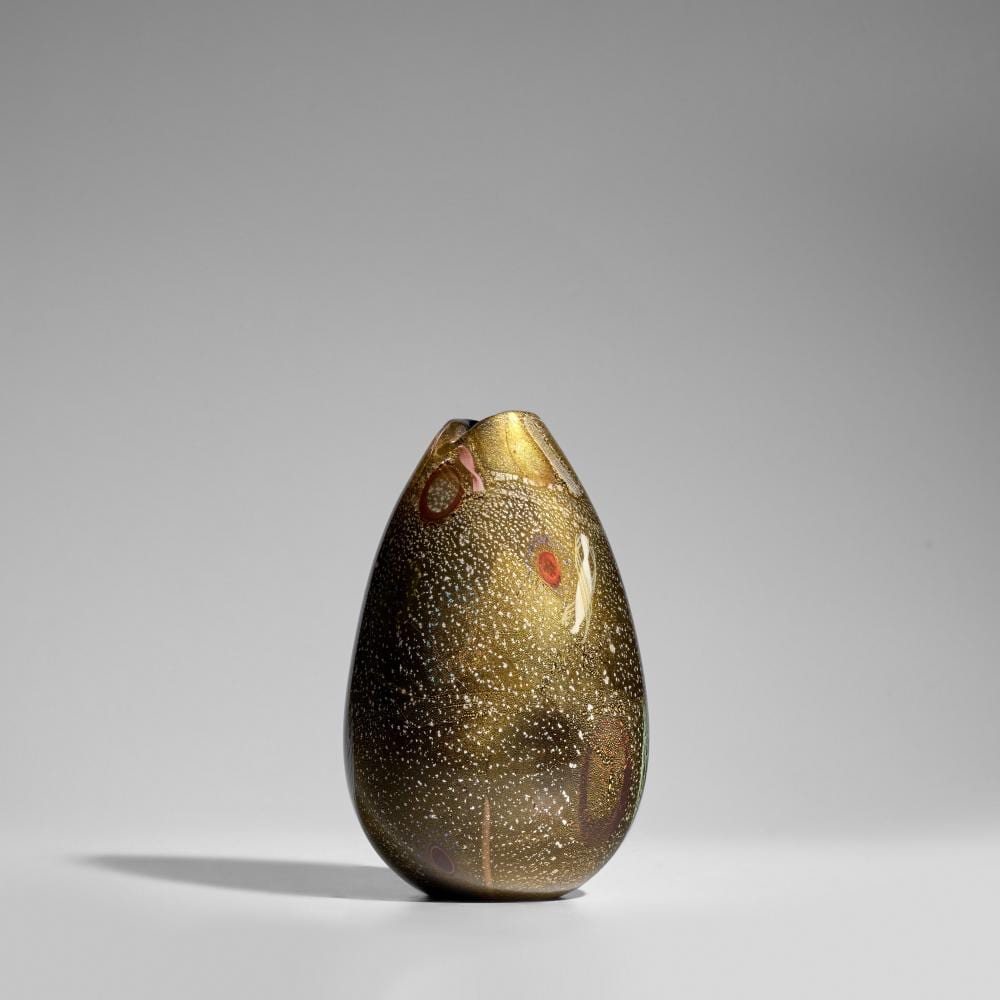 Aldo Nason comparable auction result: aldo nason born 1920 vase circa 1960for a v e m glass internally decorated with gold foil and murrinesheight 10in 25 5cm diameter 6in 15cm