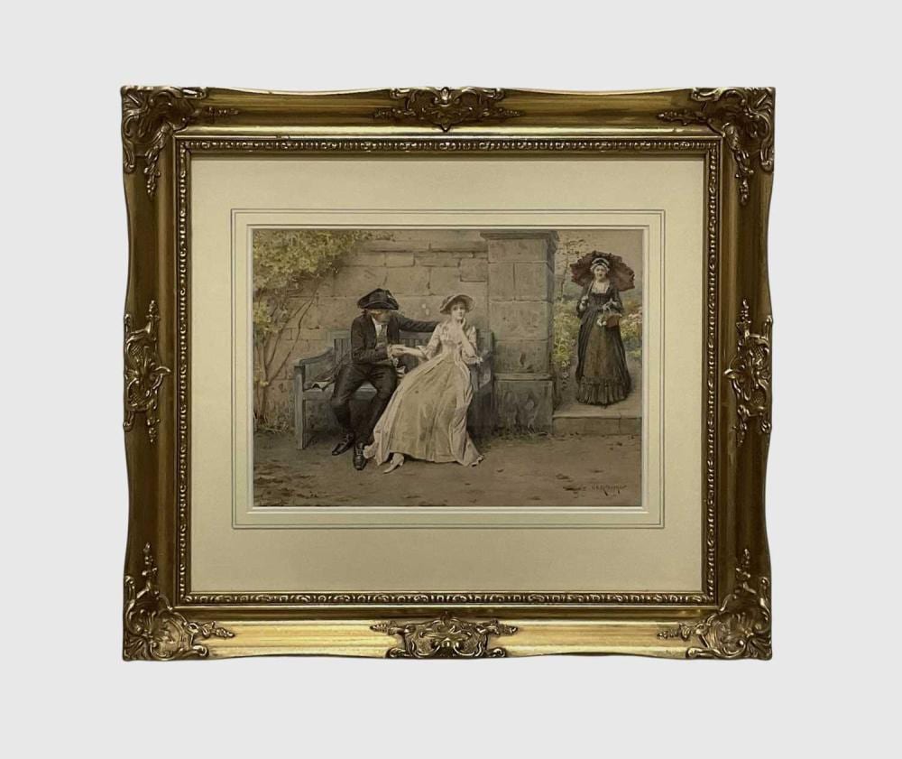 George Goodwin Kilburne comparable auction result: george goodwin kilburne british 1839 1924 watercolour confidences signed lower right 18 5 x 26cm framed and glazed