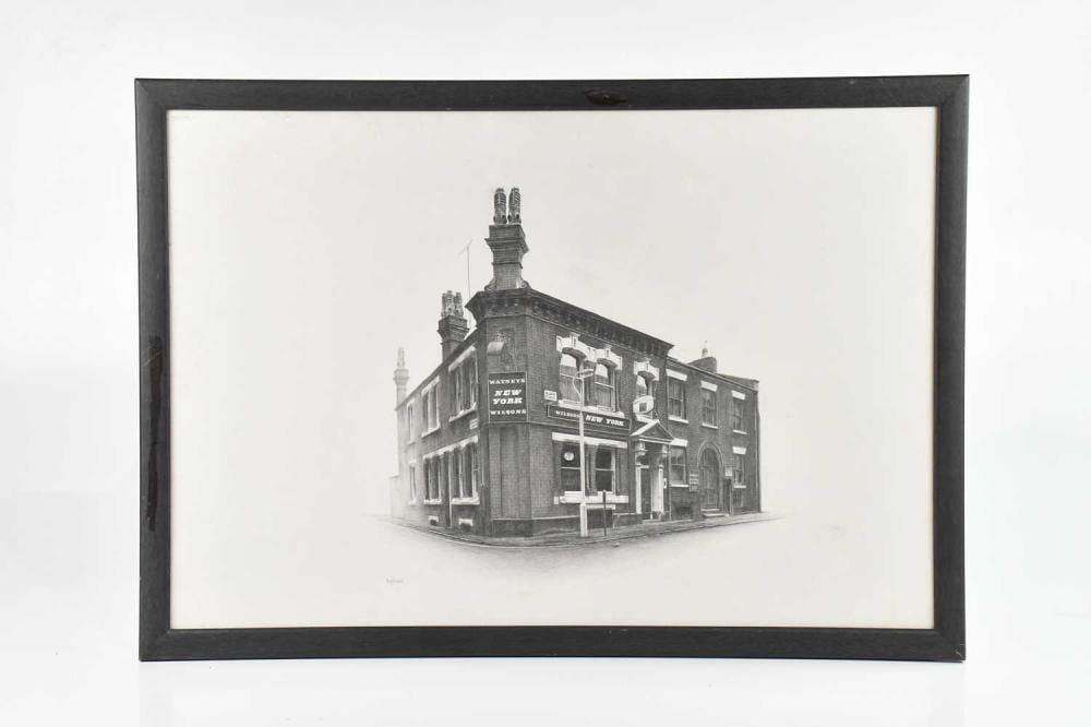 Marc Grimshaw comparable auction result: marc grimshaw born 1957 a pencil drawing the new york manchester gay village signed lower left 39 x 58cm framed and glazed
