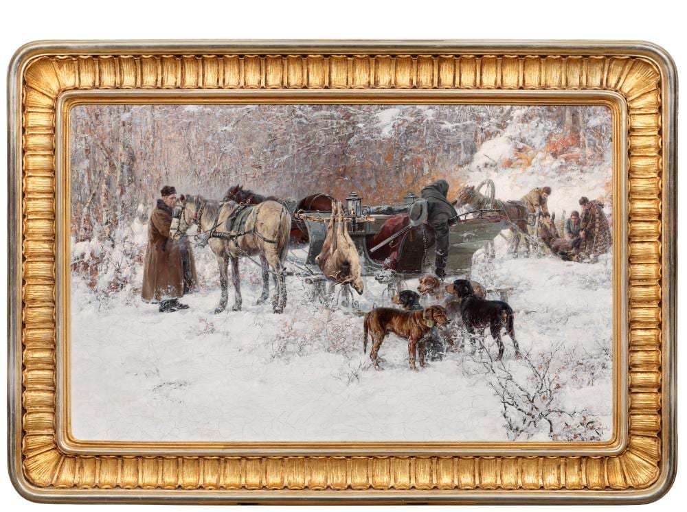 Jaroslav Vesin comparable auction result: jaroslav vesin 1860 1915 hunting scene 1910