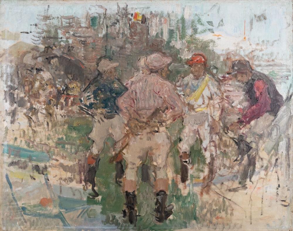 frantz charlet belgian 1862 1928 jockeys at ostend · Sloane Street Auctions · 2026-03-12 Frantz Charlet comparable auction result: frantz charlet belgian 1862 1928 jockeys at ostend