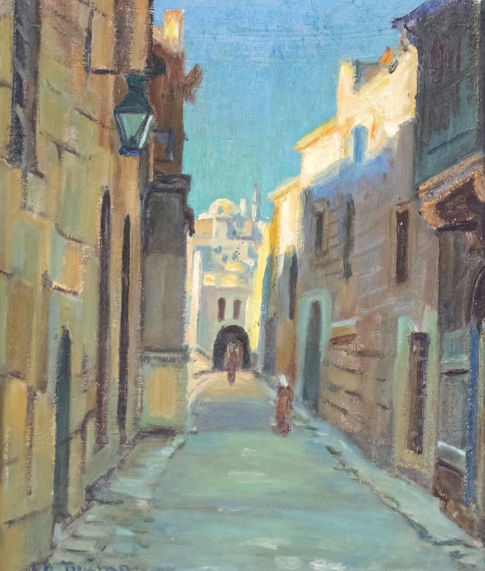 Abraham Neumann comparable auction result: abraham neumann polish 1873 1942 street view oil on cardboard