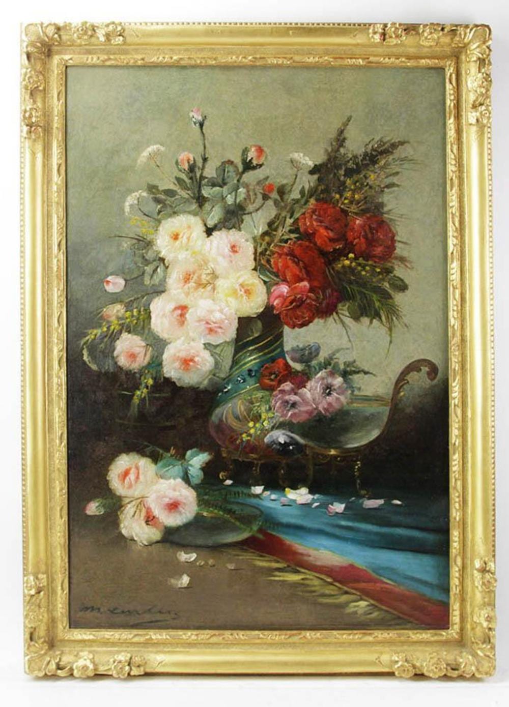 Max Carlier comparable auction result: max carlier still life roses oil on canvas