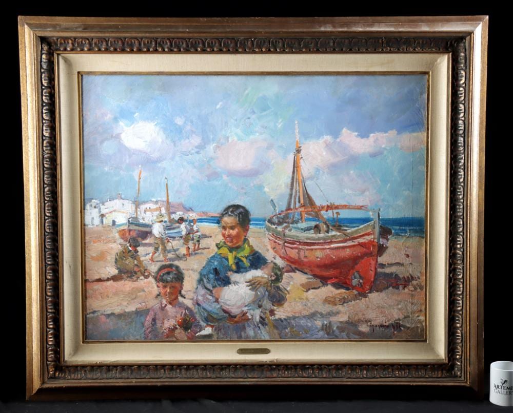 Ignasi Gil Sala comparable auction result: ignacio gil painting mother children in ibiza