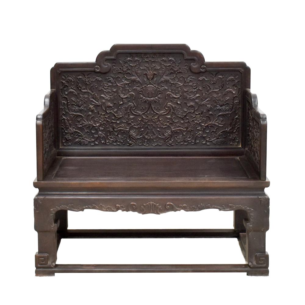 ANTIQUE CARVED ZITAN THRONE CHAIR sold by Eden Fine Antiques Galleries LLC, lot 211 — auction record photograph