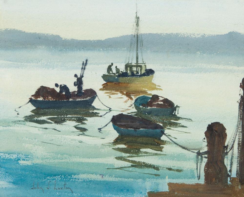 John Loxton comparable auction result: john samuel loxton early morning fishermen watercolour