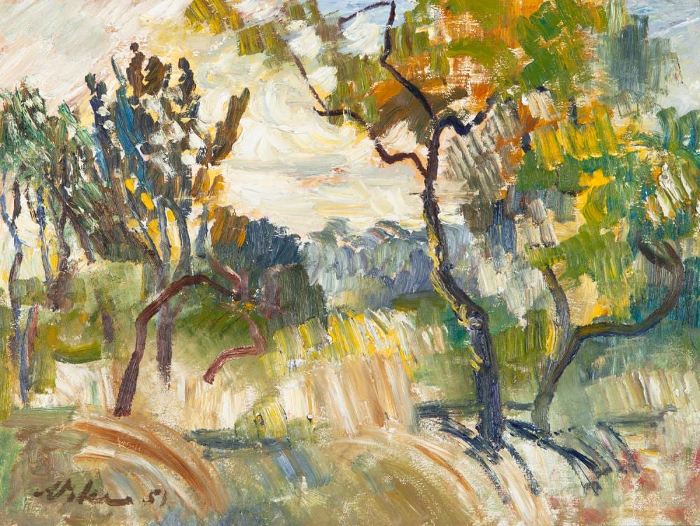 Harald Vike comparable auction result: harald vike landscape oil on board