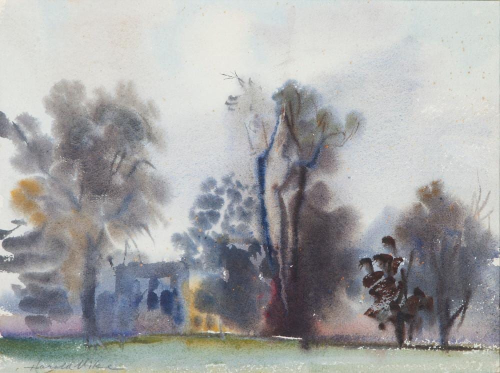 Harald Vike comparable auction result: harald vike landscape watercolour