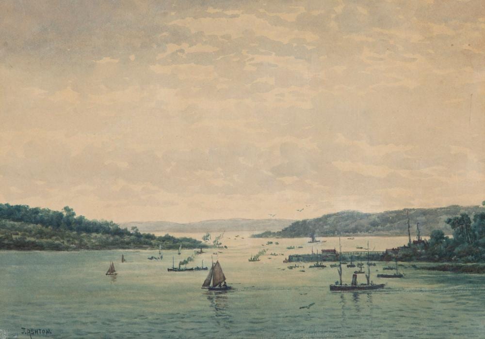 james ashton the busy harbour watercolour · GFL Fine Art · 2026-03-08 James Ashton comparable auction result: james ashton the busy harbour watercolour