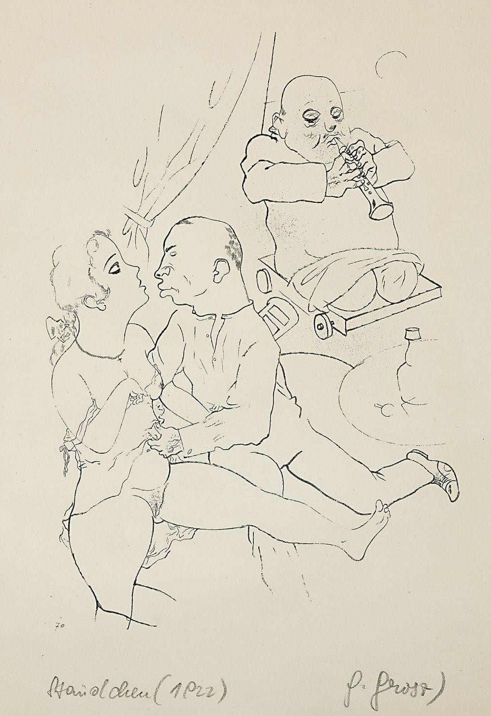 GROSZ, GEORGE. Ständchen (1922). Fotolithographie. sold by Scheublein Art & Auktionen, lot 421 — auction record photograph