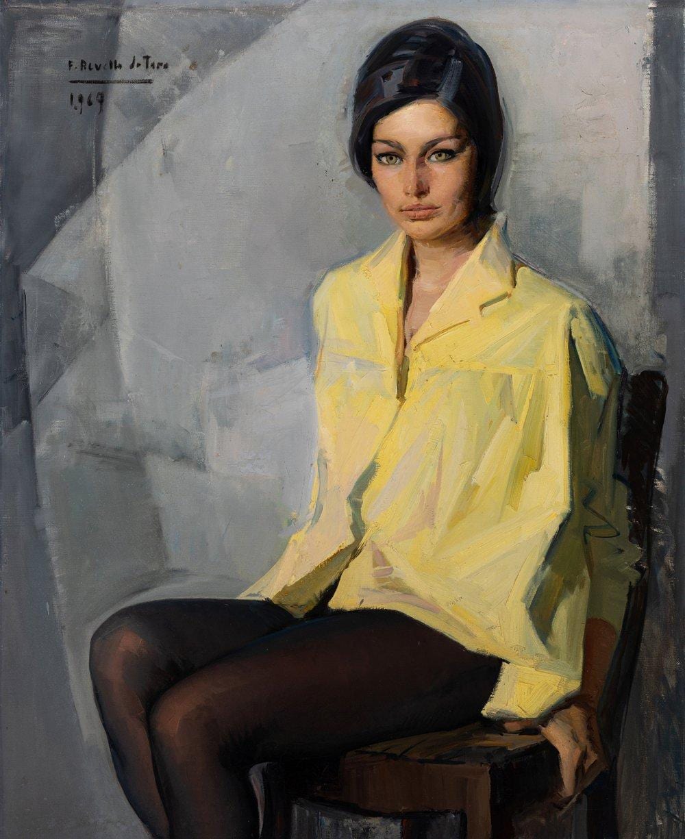 Félix Revello de Toro comparable auction result: f lix revello de toro m laga 1926 female portrait 1969 oil on canvas signed and dated in the upper left corner