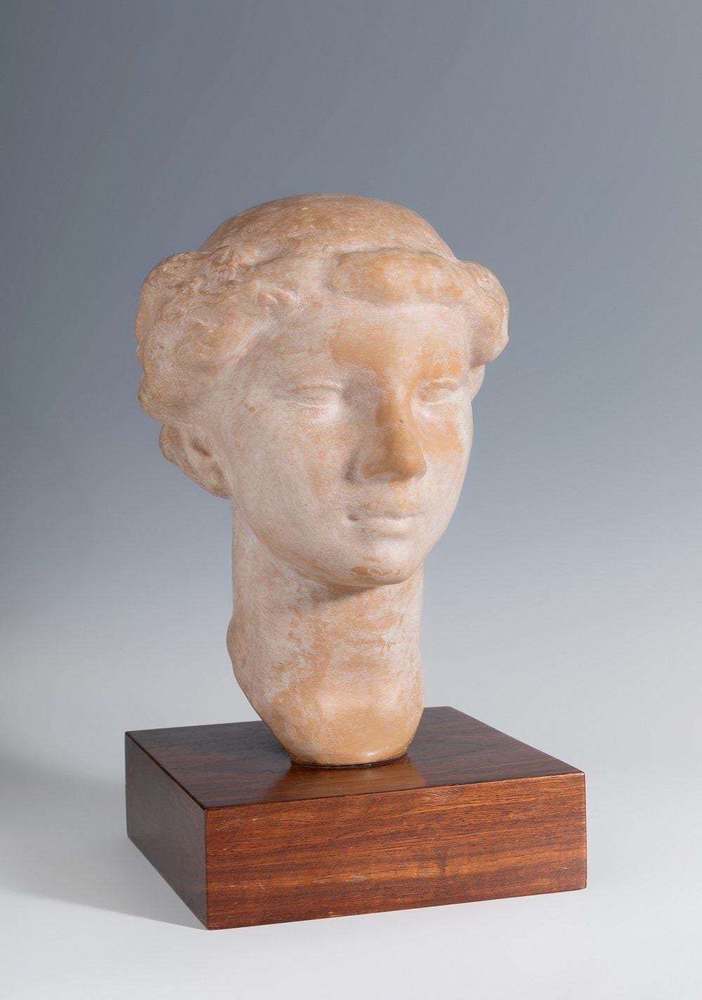Enric Casanovas Roy comparable auction result: enric casanovas roy barcelona 1882 1948 female bust terracotta signed and numbered 6 1 on wooden base certified by the artist s daughter