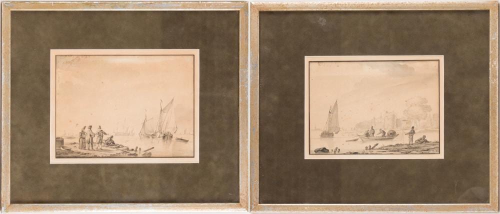 Wigerus Vitringa comparable auction result: wigerus vitringa 1652 1721 two maritime scenes mixed media on paper