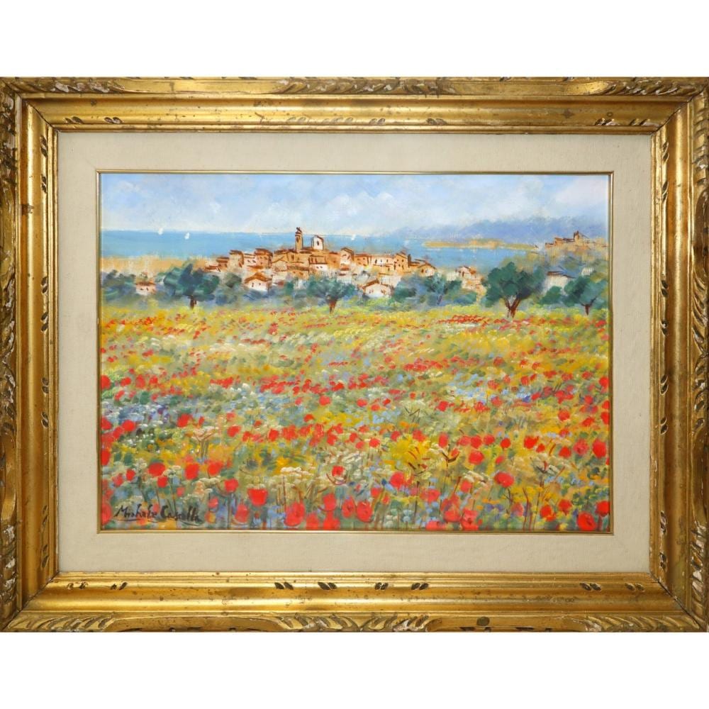 Michele Cascella comparable auction result: michele cascella ortona 1892 milano 1989 landscape poppy field with a view of the village 20th century