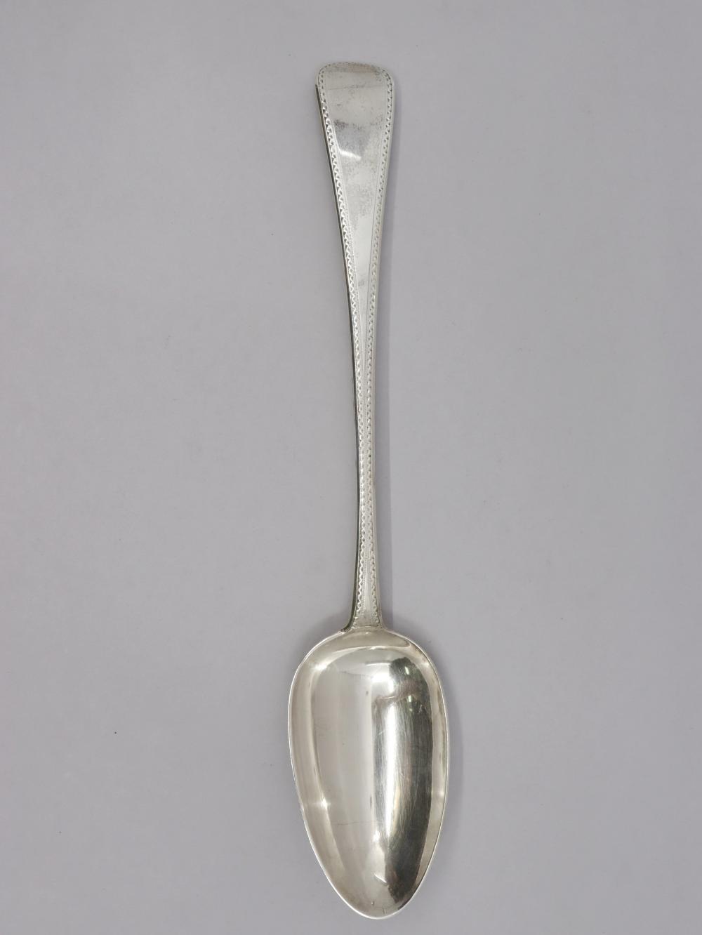 Auction comp thumbnail for HALLMARKED STERLING SILVER BASTING SPOON, OLD ENGLISH PATTERN WITH ENGRAVING, LONDON 1829 BY JOHN HENRY AND CHARLES LIAS, WEIGHT 132G (Albion Antique Auction Centre, Lot 723)