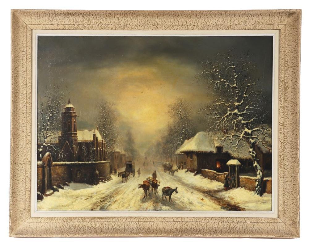 Louis Claude Mallebranche comparable auction result: louis claude malbranche winter landscape with figures